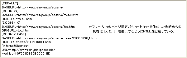 インターネット ショートカット ファイルの中身の例